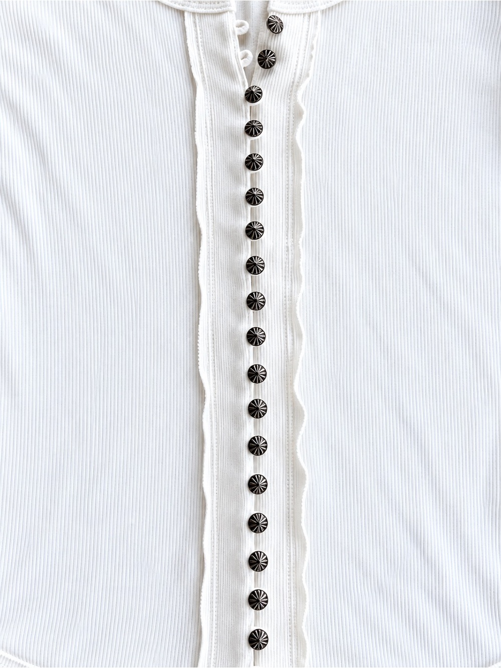 Idyllwind White Ribbed Concho Button Front Western Top Small - Picture 5 of 7